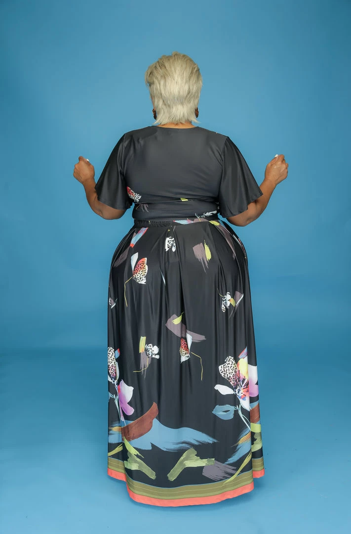 Curvaceous Boutique Black Brush Stroke Skirt Set SETS 5 Curvaceous Boutique Black Brush Stroke Skirt Set SETS