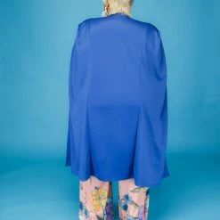 Curvaceous Boutique DUSTERS/KIMONOS Blue Long Hero Cape Blazer
