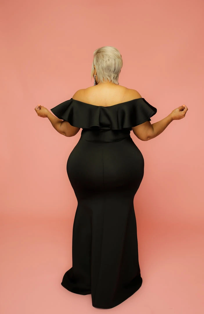 Curvaceous Boutique Black Chandler Ruffle Gown DRESSES 4 Curvaceous Boutique Black Chandler Ruffle Gown DRESSES