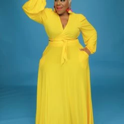 Curvaceous Boutique Yellow Lashun Skirt Set