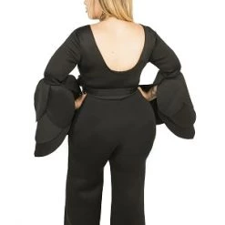 Curvaceous Boutique JUMPSUITS Black Stella Petal Sleeve Jumpsuit