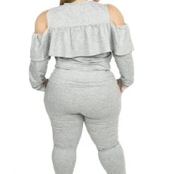 Curvaceous Boutique Grey Candice Ruffle Set