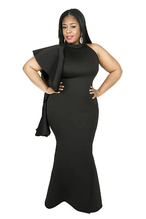 Curvaceous Boutique Black Tyler Cascading Gown 3 Curvaceous Boutique Black Tyler Cascading Gown