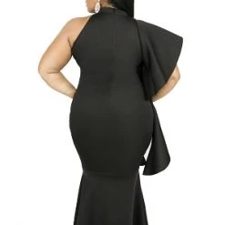 Curvaceous Boutique Black Tyler Cascading Gown