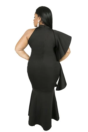 Curvaceous Boutique Black Tyler Cascading Gown 4 Curvaceous Boutique Black Tyler Cascading Gown