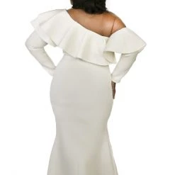 Curvaceous Boutique Ivory Olivia Ruffle Gown GOWNS