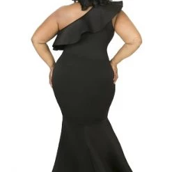 Curvaceous Boutique Black Dorinda One Shoulder Gown