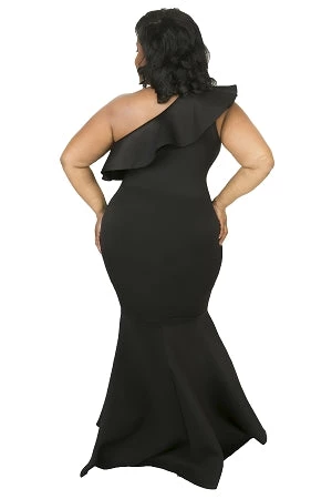Curvaceous Boutique Black Dorinda One Shoulder Gown 4 Curvaceous Boutique Black Dorinda One Shoulder Gown