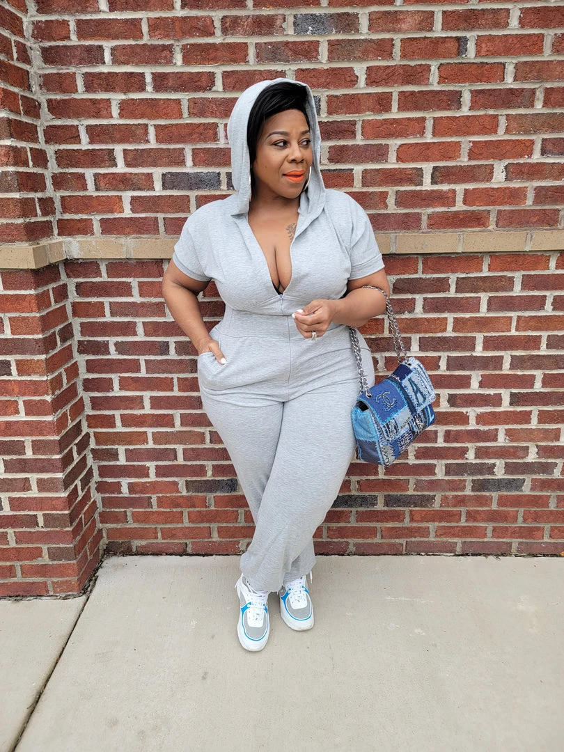 Curvaceous Boutique NEW Grey Take Off Jogger Jumpsuit 3 Curvaceous Boutique NEW Grey Take Off Jogger Jumpsuit