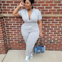 Curvaceous Boutique NEW Grey Take Off Jogger Jumpsuit 5 Curvaceous Boutique NEW Grey Take Off Jogger Jumpsuit