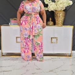 Curvaceous Boutique Floral All Tied Up Pant Set