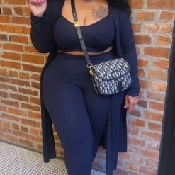 Curvaceous Boutique SETS Navy Bustier Cardigan Set