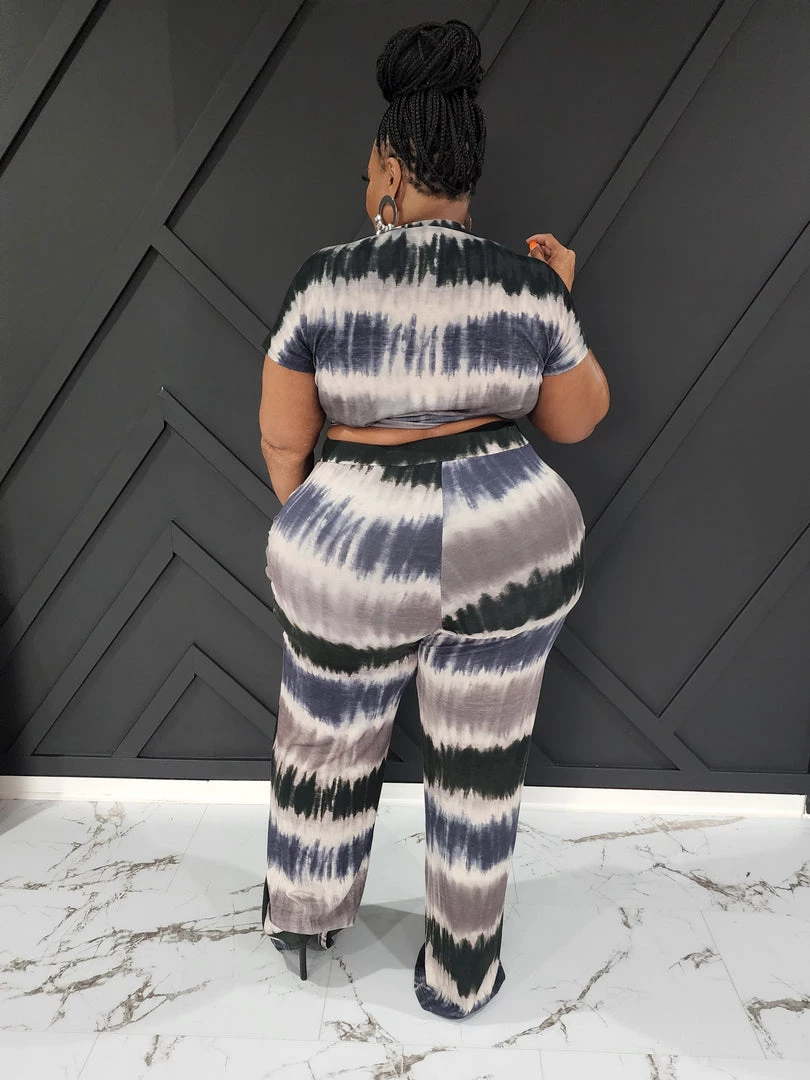 Curvaceous Boutique Navy Tye Dye Pant Set NEW 4 Curvaceous Boutique Navy Tye Dye Pant Set NEW