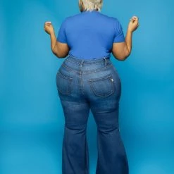 Curvaceous Boutique NEW Blue Ripped Flare Jeans