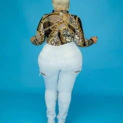 Curvaceous Boutique Light Blue Double Ripped Jeans