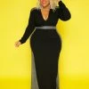 Curvaceous Boutique Black Glam Side Gown