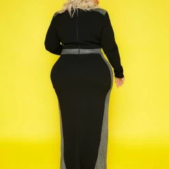 Curvaceous Boutique Black Glam Side Gown