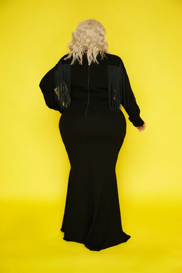 Curvaceous Boutique MAXI DRESSES Black Glam Fringe Gown 5 Curvaceous Boutique MAXI DRESSES Black Glam Fringe Gown
