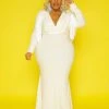 Curvaceous Boutique Ivory Glam Fringe Gown
