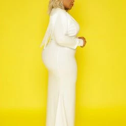Curvaceous Boutique Ivory Glam Fringe Gown