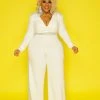 Curvaceous Boutique Ivory Glam Side Jumpsuit