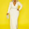 Curvaceous Boutique Ivory Glam Side Gown