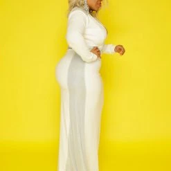 Curvaceous Boutique Ivory Glam Side Gown