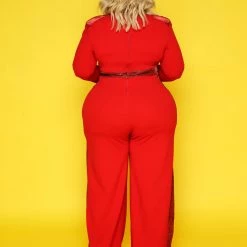 Curvaceous Boutique JUMPSUITS Red Glam Side Jumpsuit