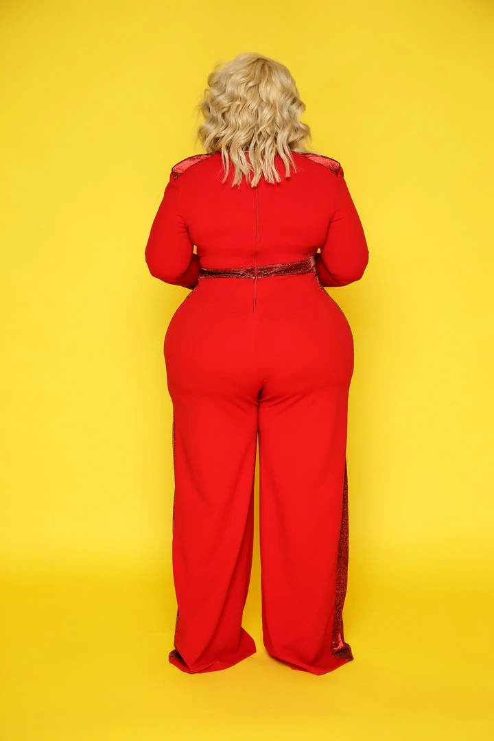 Curvaceous Boutique JUMPSUITS Red Glam Side Jumpsuit 4 Curvaceous Boutique JUMPSUITS Red Glam Side Jumpsuit