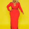 Curvaceous Boutique Red Glam Side Gown