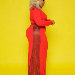 Curvaceous Boutique Red Glam Side Gown