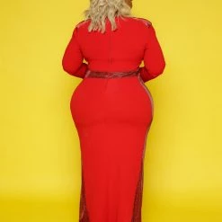 Curvaceous Boutique Red Glam Side Gown