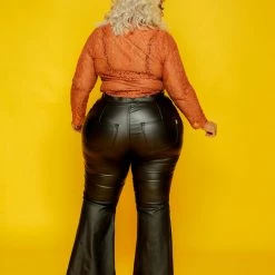Curvaceous Boutique Faux Leather Flare Pant PANTS