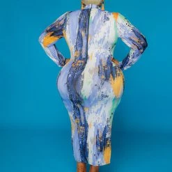 Curvaceous Boutique DRESSES Purple Brush Stroke Body-con Dress 7 Curvaceous Boutique DRESSES Purple Brush Stroke Body-con Dress