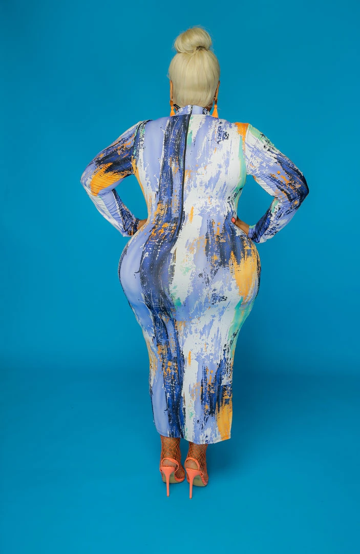 Curvaceous Boutique DRESSES Purple Brush Stroke Body-con Dress 5 Curvaceous Boutique DRESSES Purple Brush Stroke Body-con Dress