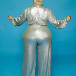 Curvaceous Boutique Silver Regal Collection Jumpsuit