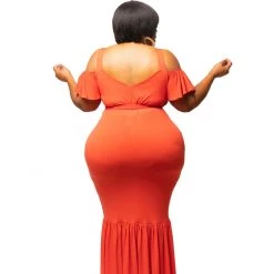 Curvaceous Boutique Orange Alice Gathered Hem Dress NEW