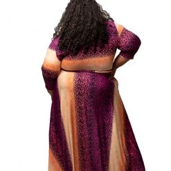 Curvaceous Boutique Extended Size Magenta & Coral Gabby Maxi Dress