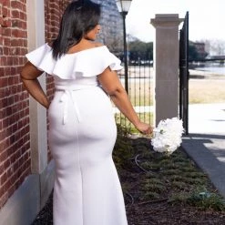 Curvaceous Boutique White Chandler Ruffle Gown