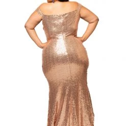 Curvaceous Boutique Gold Joseline Sequin Gown