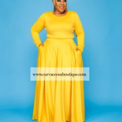 Curvaceous Boutique Mustard Lashae Skirt Set