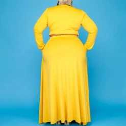 Curvaceous Boutique Mustard Lashae Skirt Set