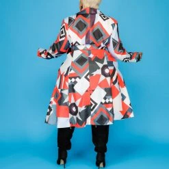 Curvaceous Boutique Red Artwork Print Coat SALE