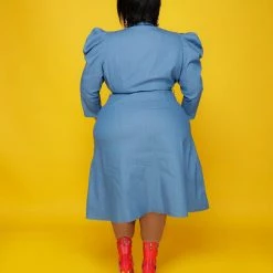 Curvaceous Boutique DRESSES Medium Denim Flare Game Dress