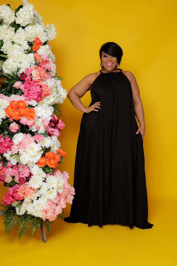 Curvaceous Boutique Black Halter Maxi Dress NEW 4 Curvaceous Boutique Black Halter Maxi Dress NEW