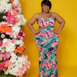 Curvaceous Boutique Feeling Tropical Maxi Dress DRESSES