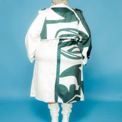 Curvaceous Boutique BLAZERS/VESTS/JACKETS Green Abstract Trench Coat/Dress