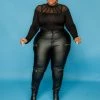 Curvaceous Boutique Black Zipper Faux Leather Pants