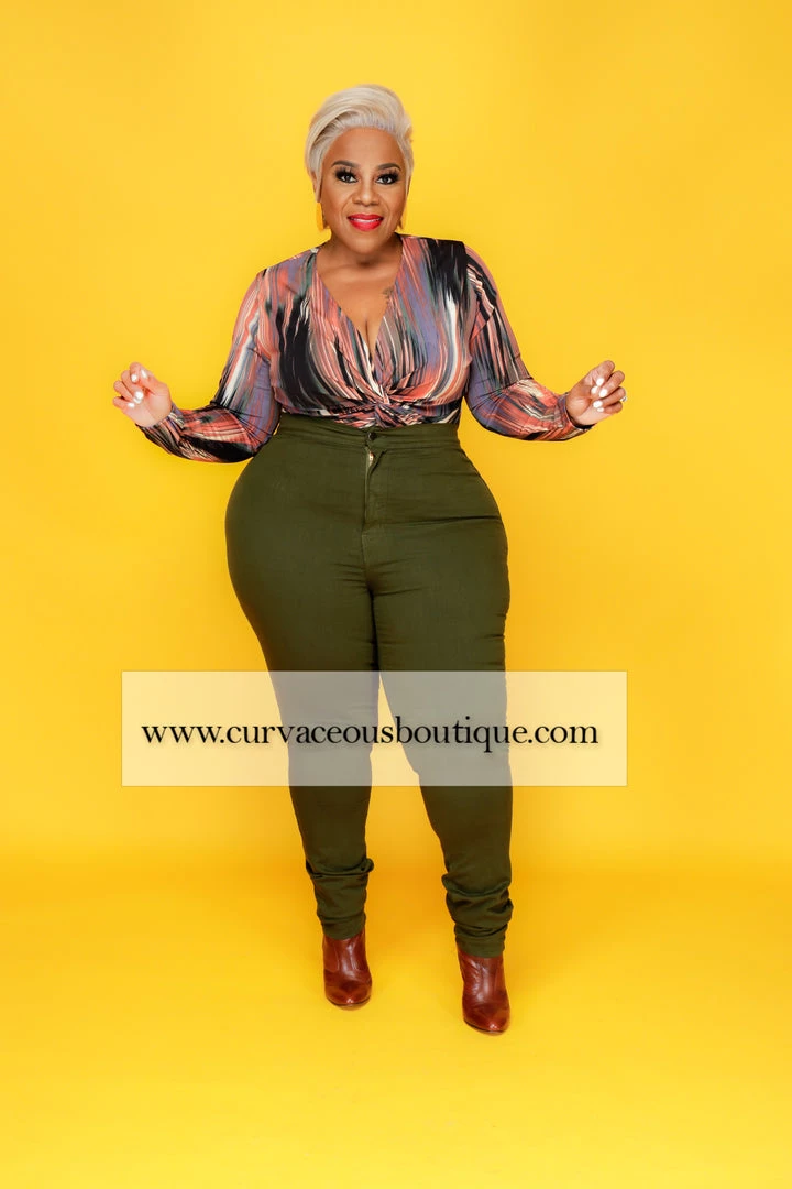 Curvaceous Boutique Olive Green Hi Waist Jeans 3 Curvaceous Boutique Olive Green Hi Waist Jeans