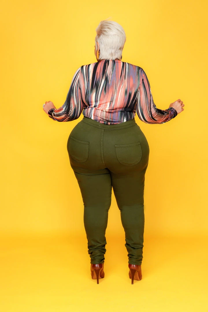 Curvaceous Boutique Olive Green Hi Waist Jeans 4 Curvaceous Boutique Olive Green Hi Waist Jeans